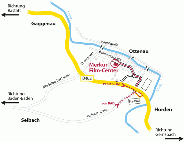 Anfahrt Merkur Film Center Gaggenau