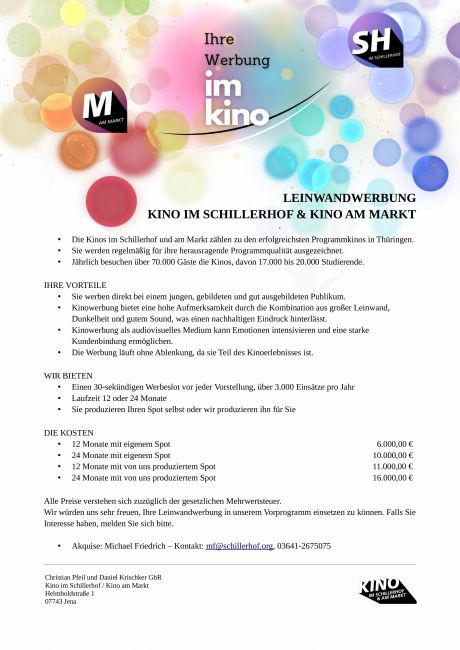 Leinwandwerbung im Kino